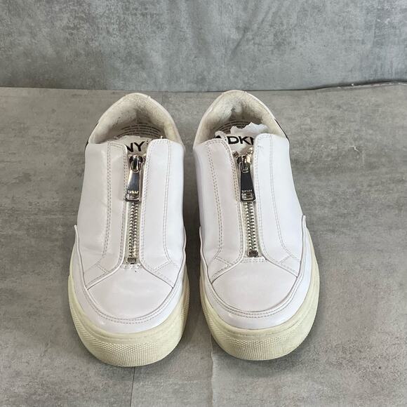 DKNY Women's White Caleb Logo Slip-On Zip-Up Sneakers SZ 6.5 - Picture 3 of 8